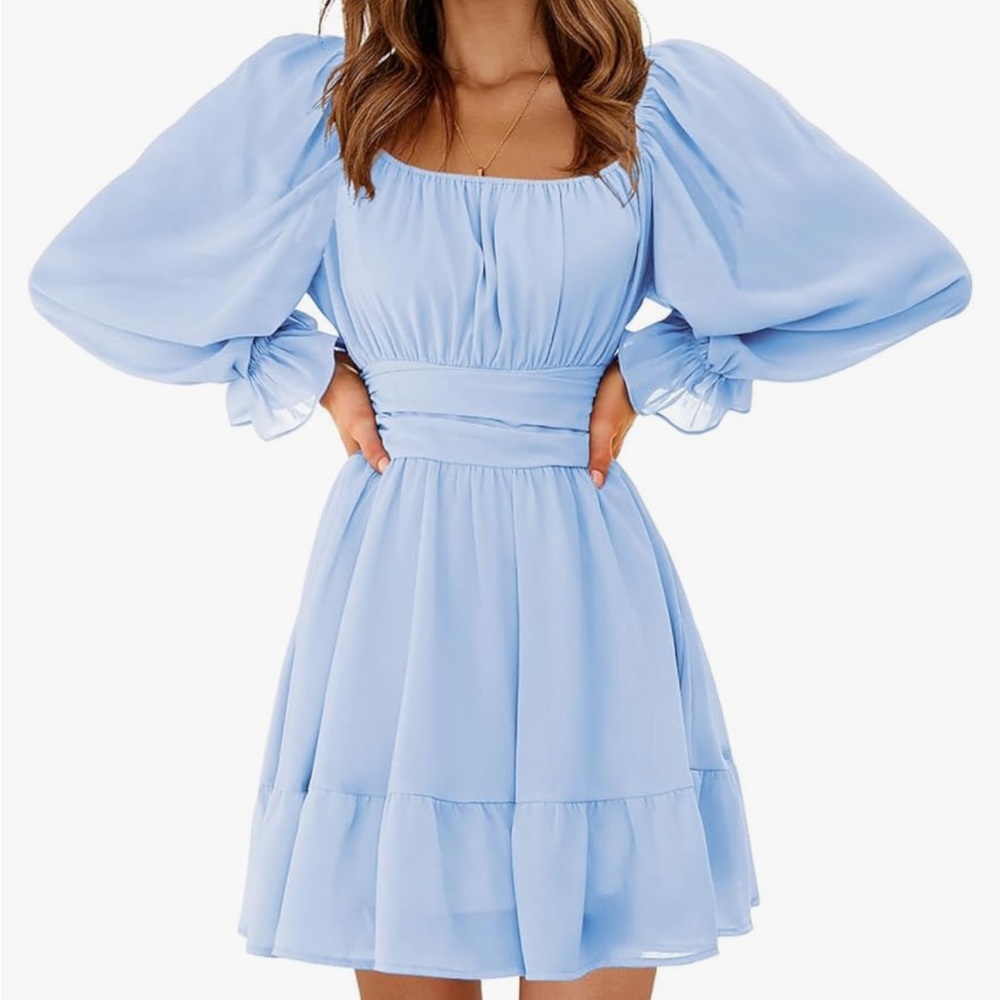 Long Sleeve Light Blue Dress